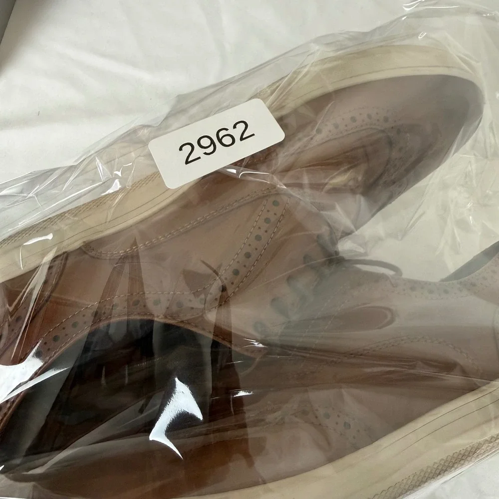 Kenneth Cole Reaction Reem Lace Up Brown Leather Wingtip Sneaker Mens 9.5 Cognac